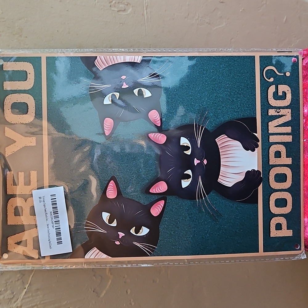 POOPING Black Cats " Are You Pooping" Tin Sign - Picture 2 of 5